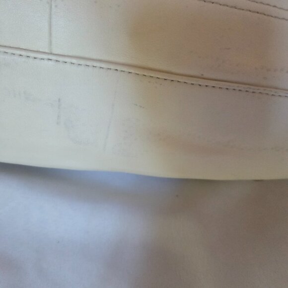 Coach Leather Purse | Cream & Brown Snake-Embossed Trim | Silver Hardware - Picture 9 of 13